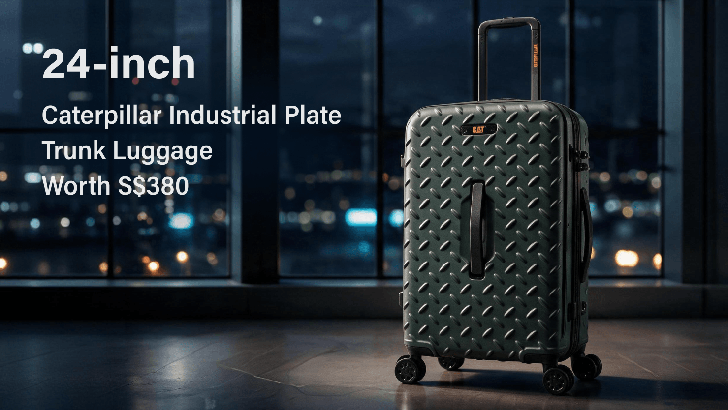 24-inch Caterpillar Industrial Plate Trunk Luggage worth S$380